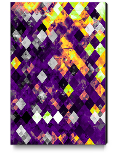 geometric pixel square pattern abstract background in purple orange brown Canvas Print by Timmy333