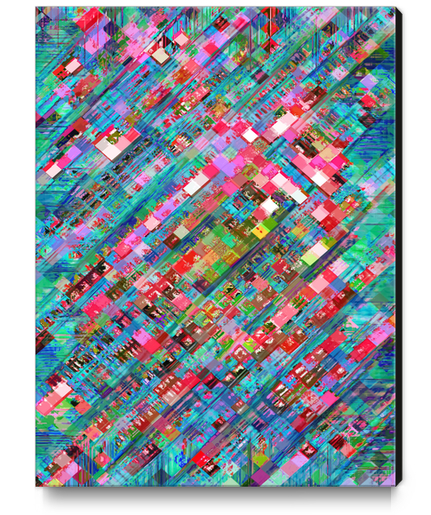 geometric square pixel pattern abstract background in blue pink Canvas Print by Timmy333