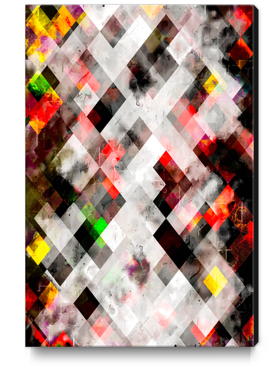 geometric pixel square pattern abstract art in red green yellow Canvas Print by Timmy333