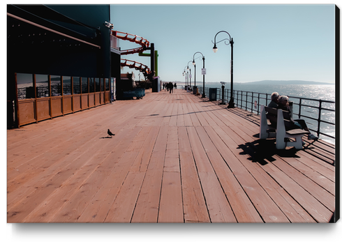 Summer at Santa Monica Pier California USA with blue sky Canvas Print by Timmy333