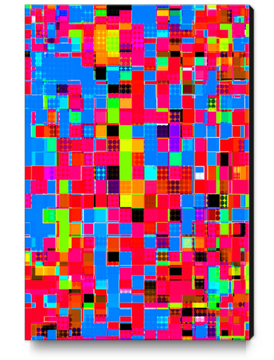 geometric pixel square pattern abstract background in red blue pink green Canvas Print by Timmy333