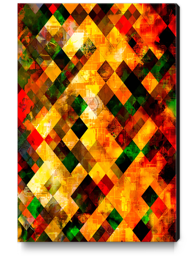 geometric pixel square pattern abstract art in brown green red Canvas Print by Timmy333