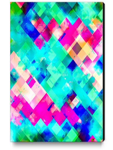 geometric square pixel pattern abstract in blue pink Canvas Print by Timmy333