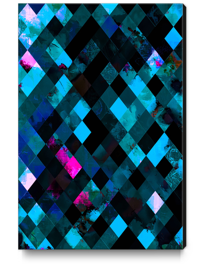 blue geometric pixel square pattern abstract art background Canvas Print by Timmy333