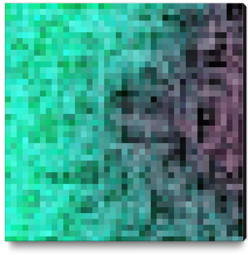 geometric pixel square pattern abstract background in green blue brown Canvas Print by Timmy333