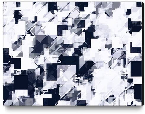 geometric square pixel pattern abstract background in black and white Canvas Print by Timmy333