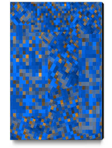 graphic design pixel geometric square pattern abstract background in blue yellow Canvas Print by Timmy333