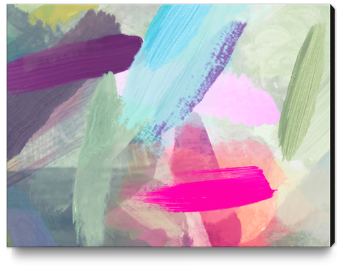 splash painting texture abstract background in pink blue green Canvas Print by Timmy333