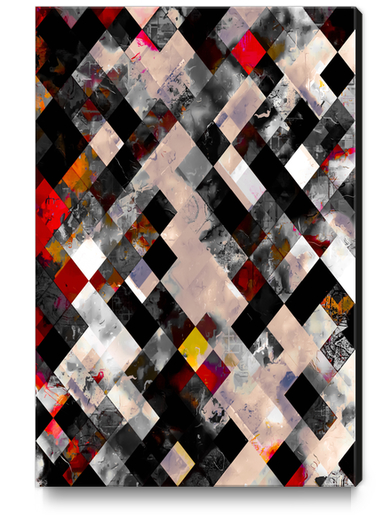 geometric pixel square pattern abstract art in red brown black Canvas Print by Timmy333