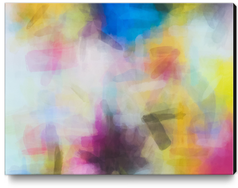 splash painting texture abstract background in yellow pink blue Canvas Print by Timmy333