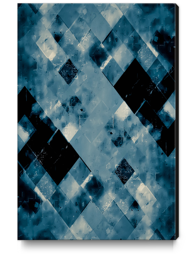 geometric square pixel pattern abstract background in black and blue Canvas Print by Timmy333