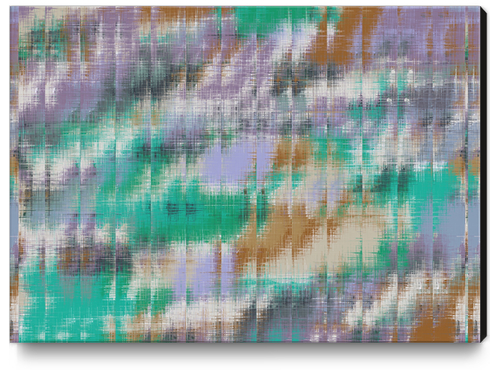 psychedelic geometric abstract pattern in green brown purple Canvas Print by Timmy333