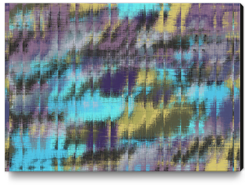 psychedelic geometric abstract pattern in blue yellow purple Canvas Print by Timmy333