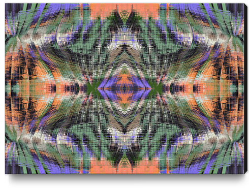 geometric symmetry pattern abstract background in green purple orange Canvas Print by Timmy333