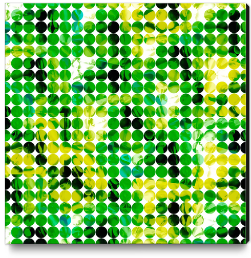 circle pattern abstract background with splash painting abstract in green and yellow Canvas Print by Timmy333