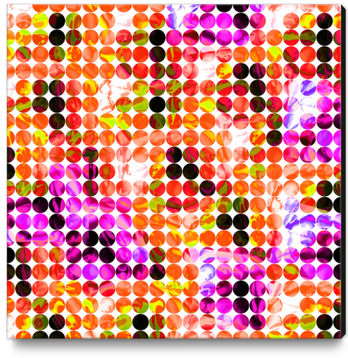 circle pattern abstract background with splash painting abstract in orange green pink Canvas Print by Timmy333