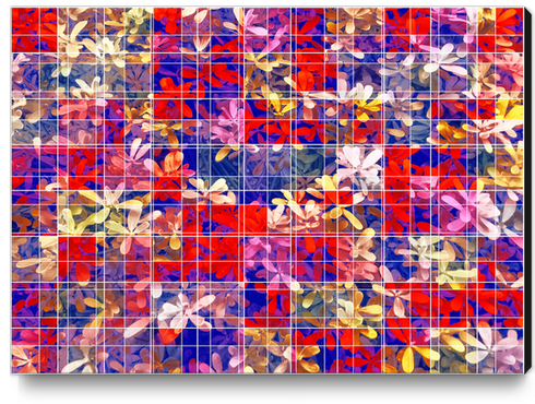 blooming flower with square pattern abstract in red and blue Canvas Print by Timmy333