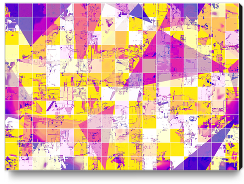 geometric square and triangle pattern abstract in pink yellow blue Canvas Print by Timmy333