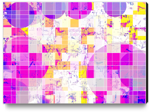 geometric square and circle pattern abstract in pink purple yellow Canvas Print by Timmy333