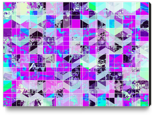 geometric square pattern abstract in purple blue Canvas Print by Timmy333