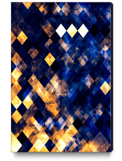 geometric pixel square pattern abstract art in blue brown orange Canvas Print by Timmy333