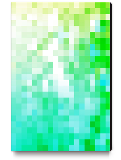 geometric pixel square pattern abstract background in green blue Canvas Print by Timmy333