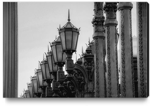 Urban Light at LACMA Los Angeles California USA in black and white Canvas Print by Timmy333