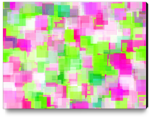 geometric square pattern abstract background in pink and green Canvas Print by Timmy333