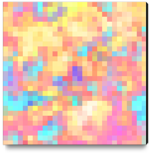 graphic design geometric pixel square pattern abstract in pink yellow blue Canvas Print by Timmy333