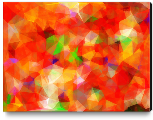 geometric triangle pattern abstract background in red orange green Canvas Print by Timmy333