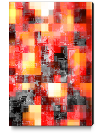 geometric pixel square pattern abstract background in red yellow black Canvas Print by Timmy333