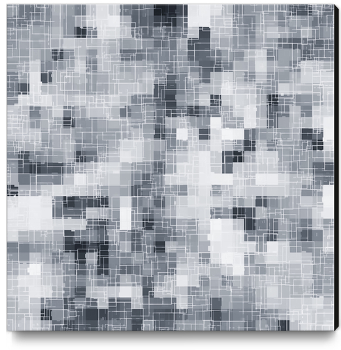 geometric square pixel pattern abstract in black and white Canvas Print by Timmy333