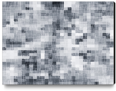 geometric square pixel pattern abstract in black and white Canvas Print by Timmy333