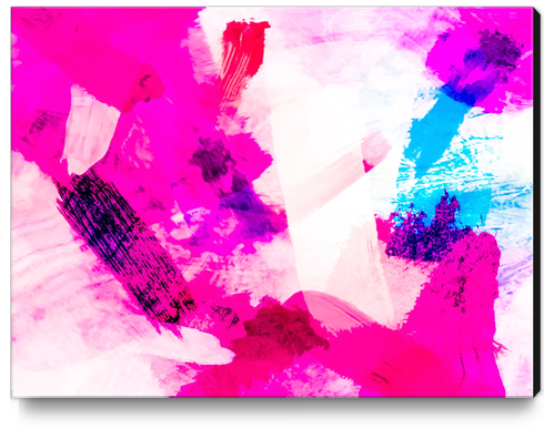 splash painting texture abstract background in pink and blue Canvas Print by Timmy333