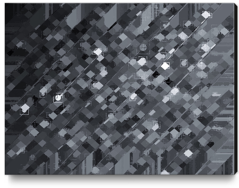 geometric square pixel pattern abstract background in black and white Canvas Print by Timmy333