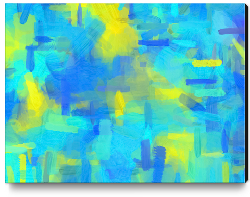 splash painting texture abstract background in blue yellow Canvas Print by Timmy333