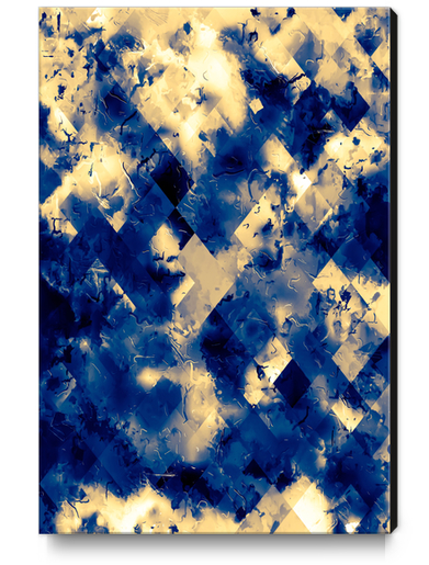 geometric square pixel pattern abstract background in blue yellow Canvas Print by Timmy333