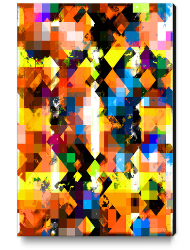 graphic design pixel geometric square pattern abstract background in orange yellow blue Canvas Print by Timmy333