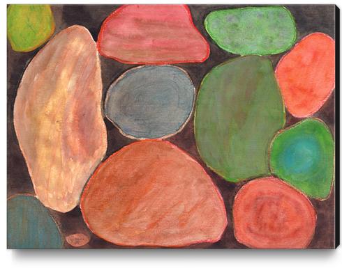 . Lovely colorful Stones on dark Background  Canvas Print by Heidi Capitaine