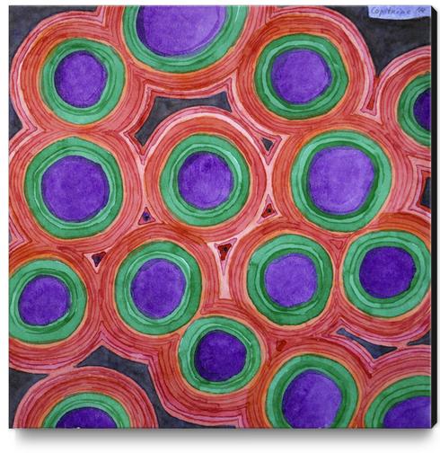 Circles Pattern with Purple Cores Canvas Print by Heidi Capitaine