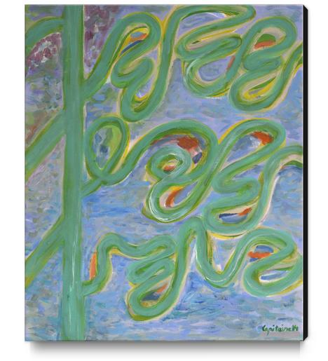 Vividly Curved Green Lines  Canvas Print by Heidi Capitaine