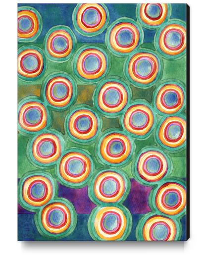 Multicolorful Circles in Front of Horizontal Stripes  Canvas Print by Heidi Capitaine