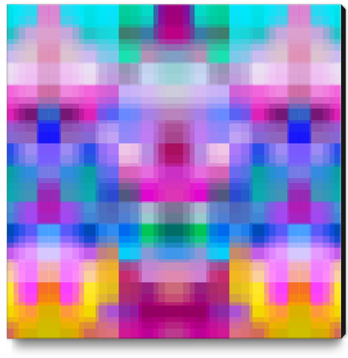 geometric symmetry art pixel square pattern abstract background in pink blue  Canvas Print by Timmy333