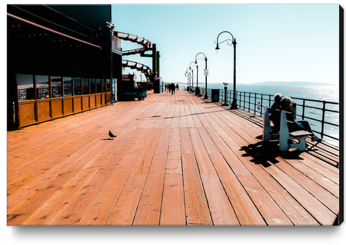 Summer at Santa Monica Pier California USA with blue sky  Canvas Print by Timmy333