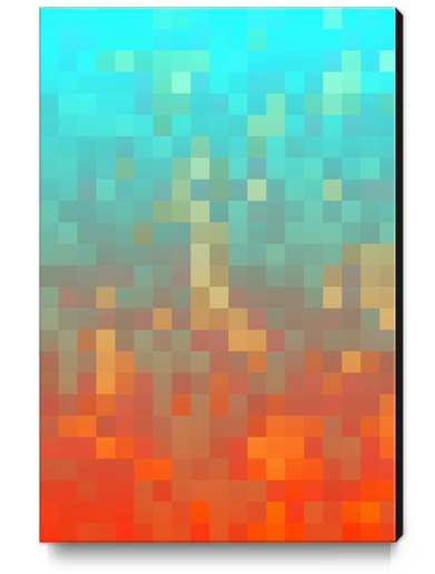 graphic design geometric pixel square pattern abstract background in orange blue Canvas Print by Timmy333