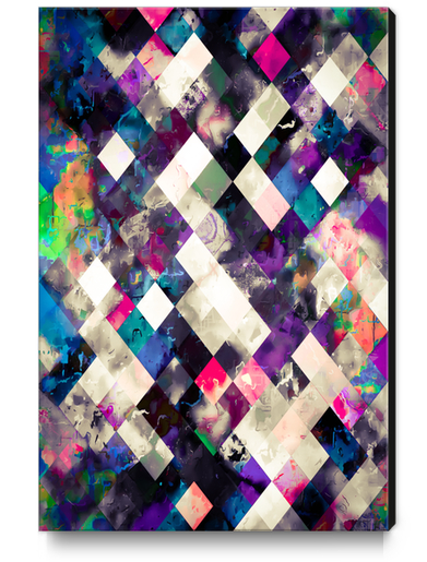 geometric pixel square pattern abstract art in purple pink blue Canvas Print by Timmy333