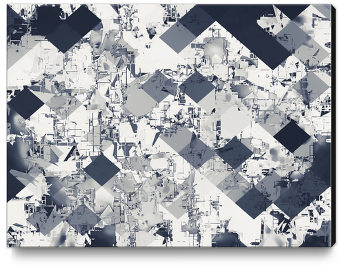 geometric square pixel pattern abstract in black and white  Canvas Print by Timmy333