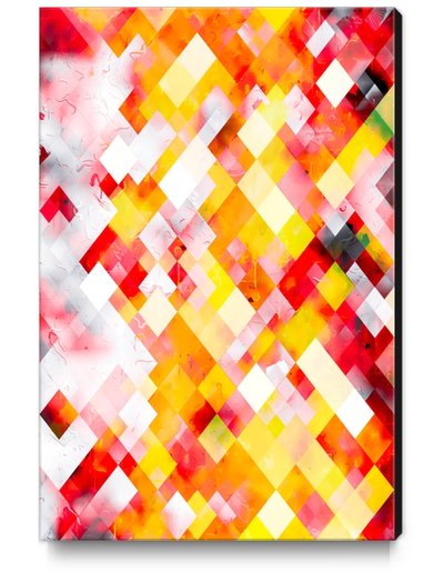 geometric square pixel pattern abstract art background in red orange yellow Canvas Print by Timmy333