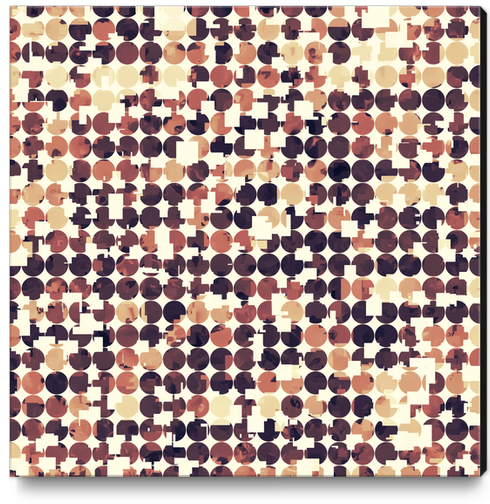 geometric square and circle pattern abstract in brown Canvas Print by Timmy333