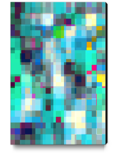 geometric pixel square pattern abstract background in blue green pink Canvas Print by Timmy333